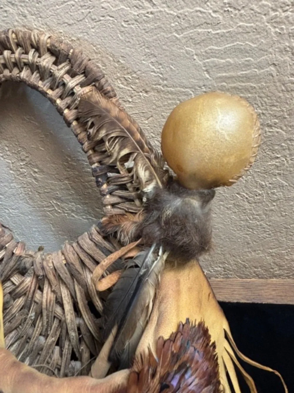 Navajo style Vintage Southwestern Decorative Basket w/rattle